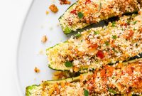 Sausage-Stuffed Zucchini Boats with Parmesan Breadcrumbs