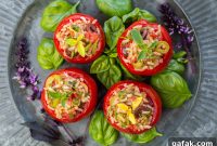 Puttanesca Rice-Stuffed Tomatoes (Karen’s Savory Recipe)