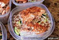 Baked Salmon with Brown Rice, Red Quinoa & Sautéed Zucchini