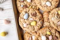Mini Egg Oatmeal Cookies with Chocolate Candy Bits