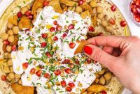 Fatteh with Pita, Hummus, and Creamy Yogurt Bowl