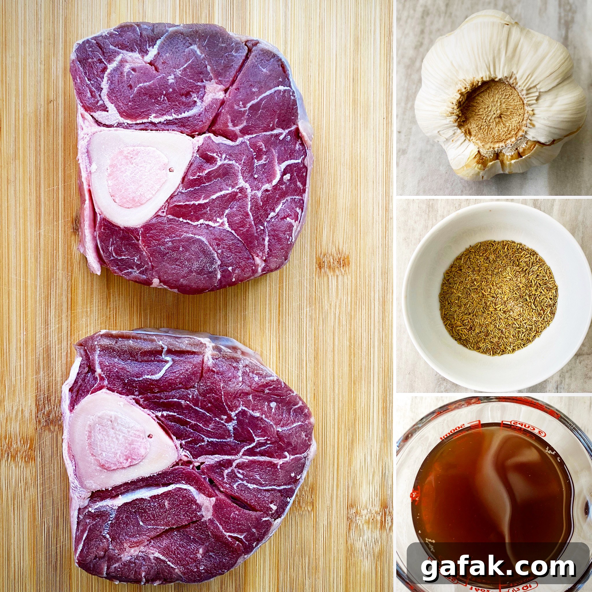 collage of ingredients for beef shanks