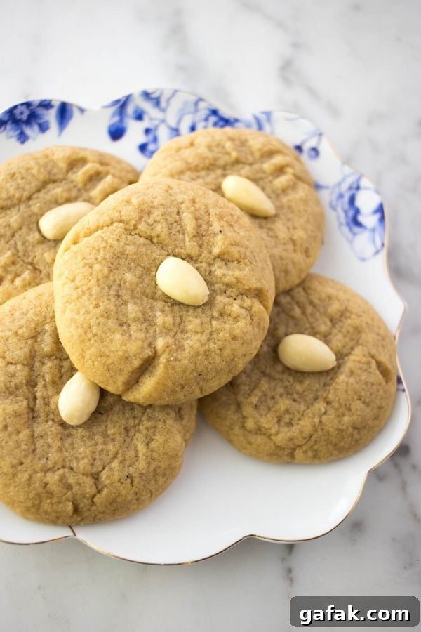 a plate of almond cookies