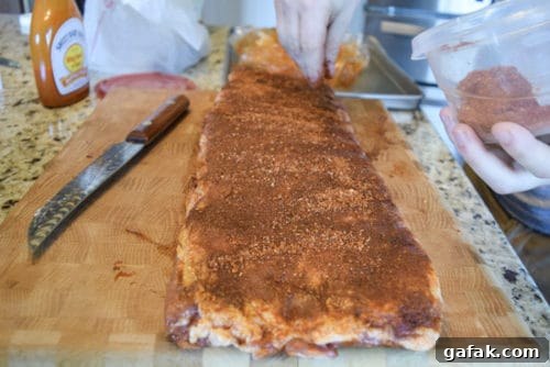 ribs coated in dry rub