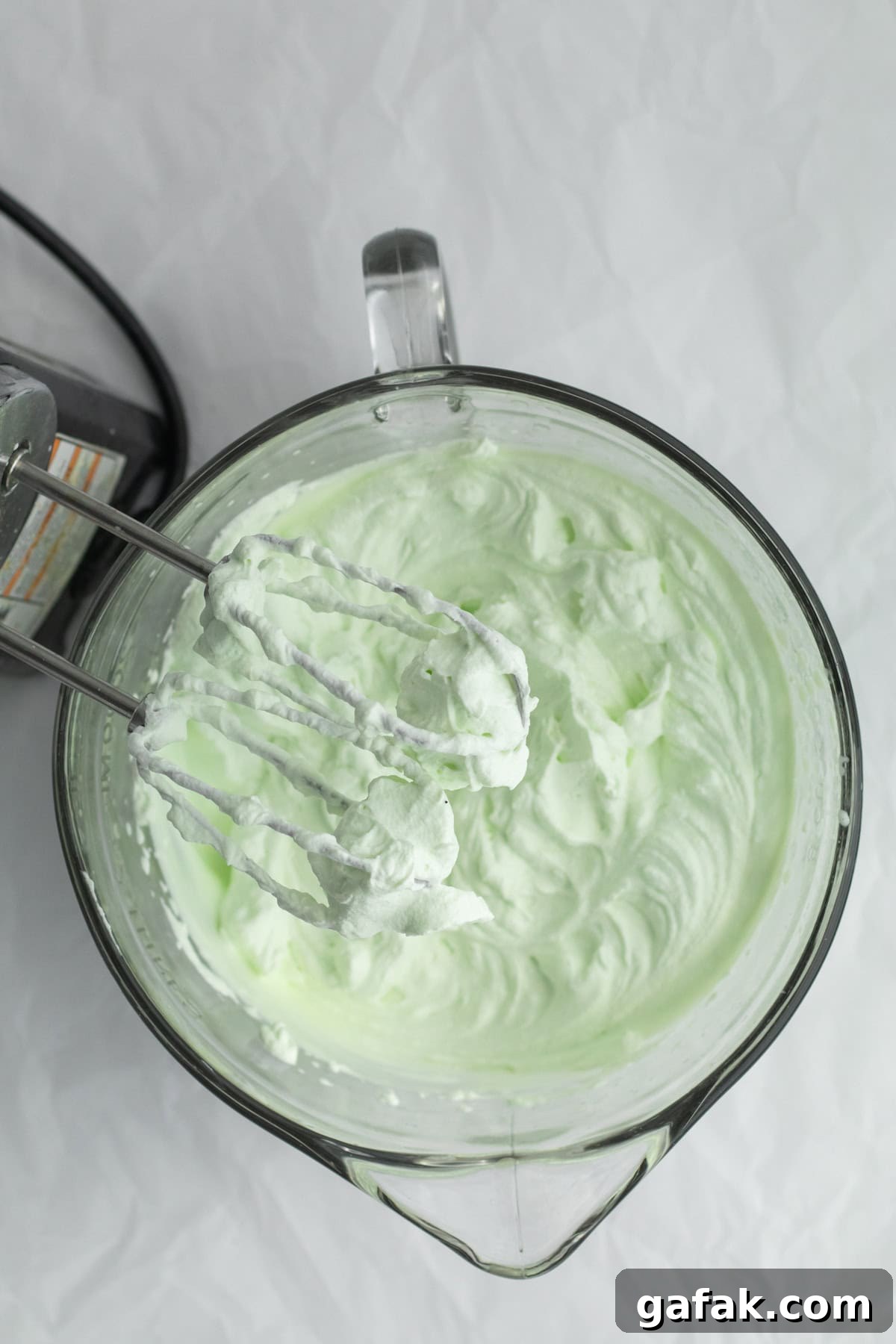 whipped cream with green food coloring