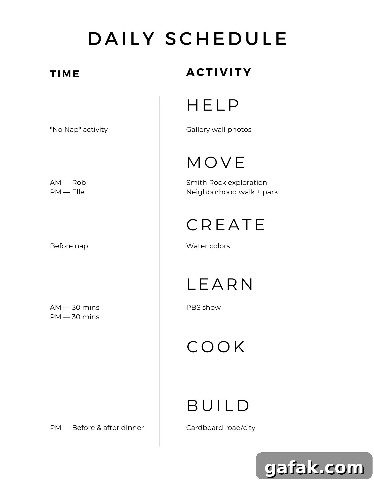 sample kids daily schedule worksheet template printable