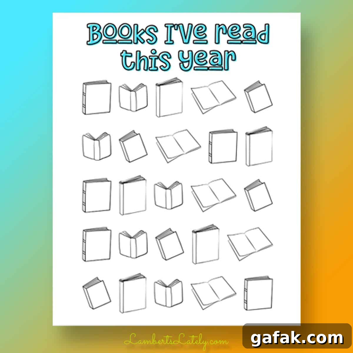books i've read this year log, with color-in books.