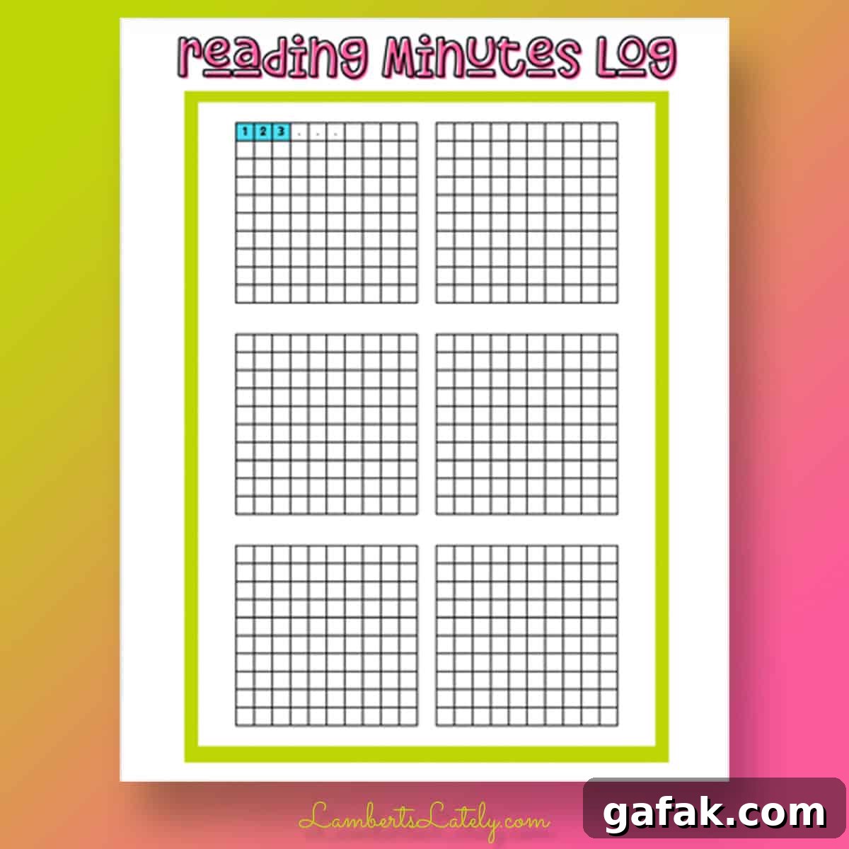 Reading minutes log printable