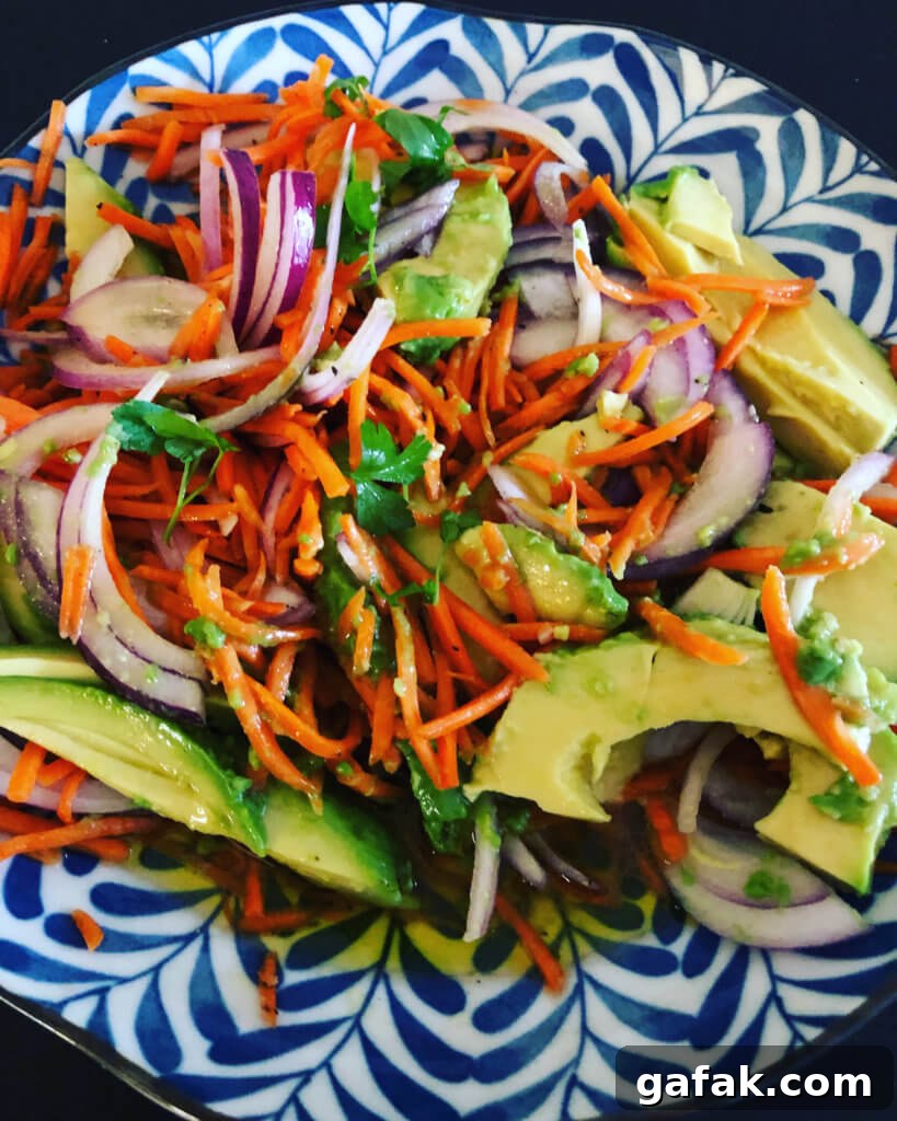 Carrot and avocado salad