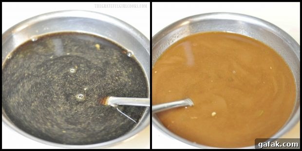 Asian sauce is made to coat the finished chicken veggie stir fry.