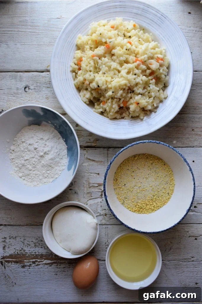 ingredients to make the leftover risotto arancin