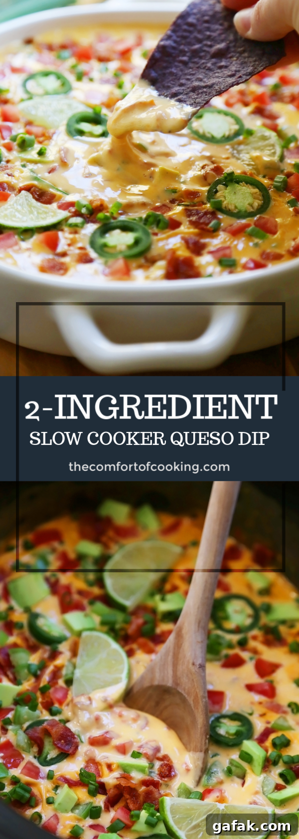 Creamy 2-Ingredient Slow Cooker Queso Dip for Parties 10 2-Ingredient CrockPot Queso Dip - Serving suggestion
