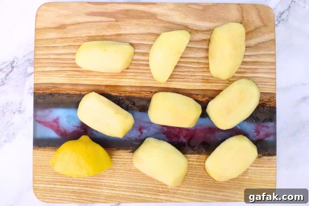 peel and quarter apples before slicing them