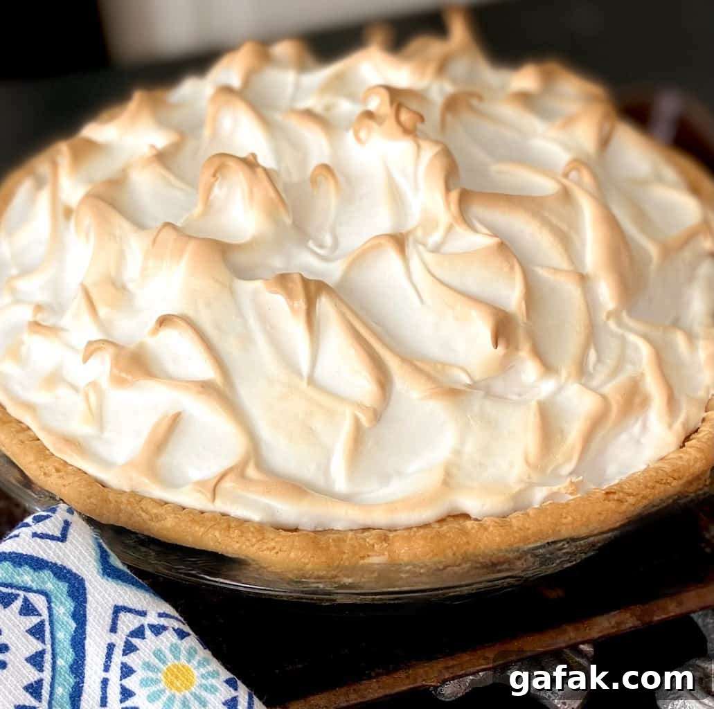 Meringue on pie.
