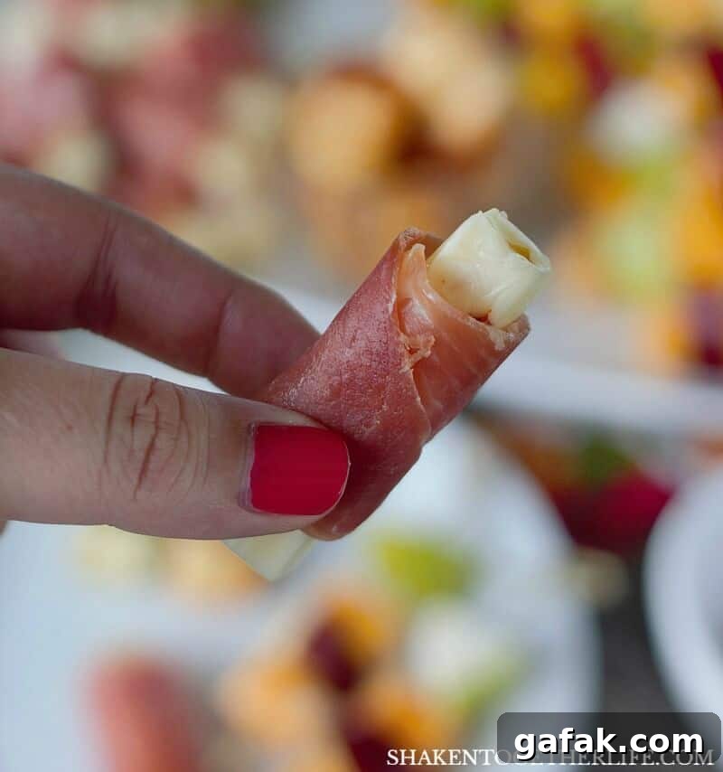 3 Easy Cheesy Appetizers using cheese sticks! Prosciutto Wrapped Pepper Jack is the perfect spicy, salty combination!