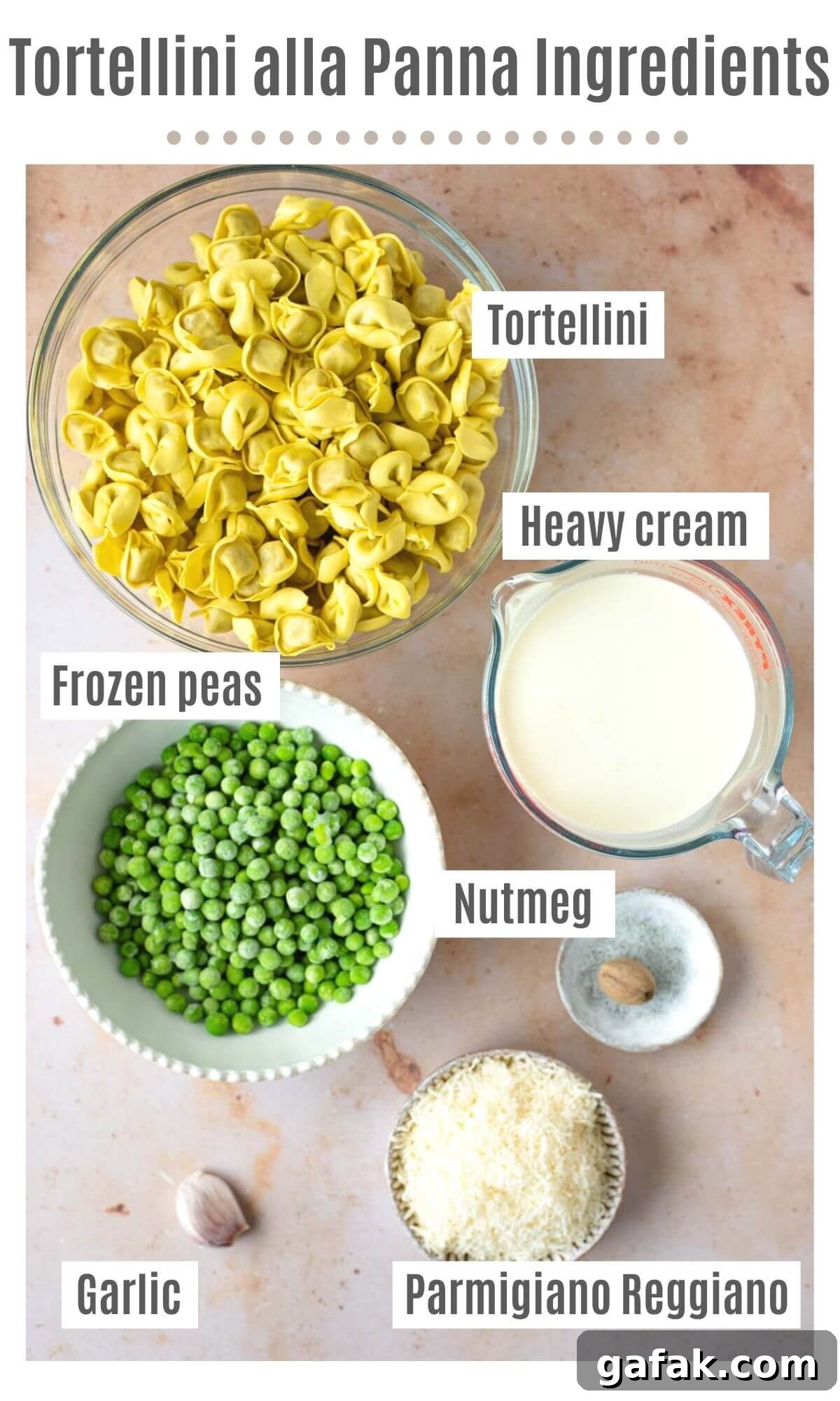 Creamy Tortellini in Parmesan Sauce 3 An overhead shot of all the ingredients you need to make Tortellini alla Panna