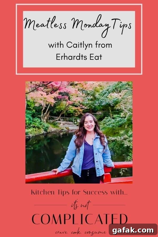 pinterest image with photo of Caitlyn for Kitchen Tips