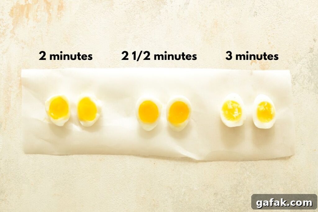soft boiled eggs with cooking times