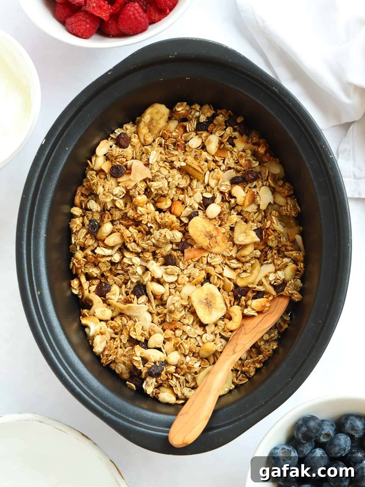 Healthy granola recipe made in the slow cooker.