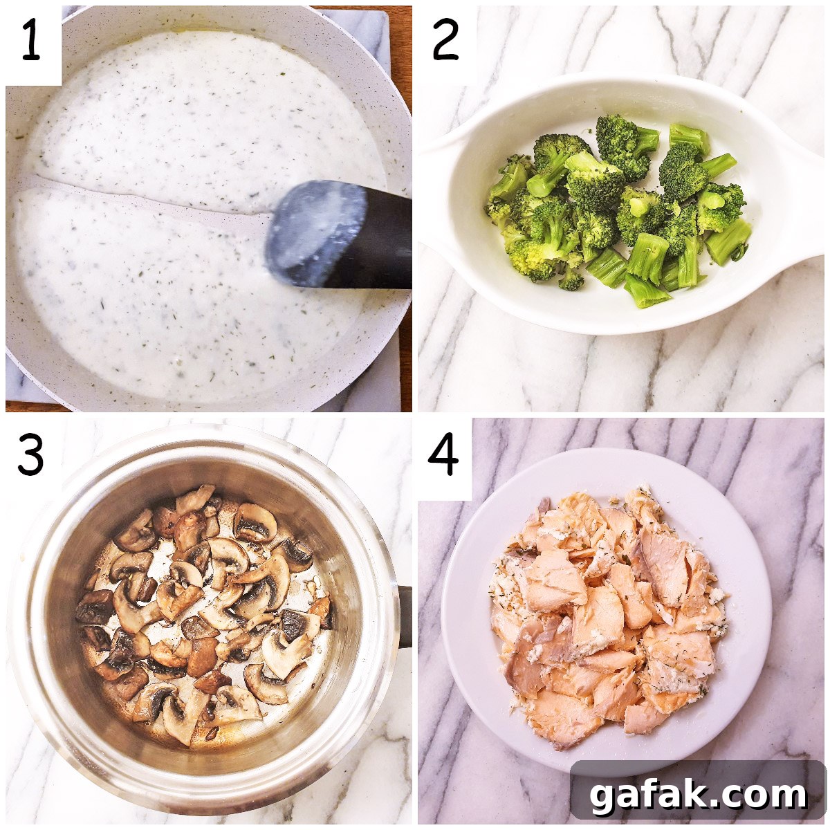 Steps for preparing the vegetables and making the sauce.