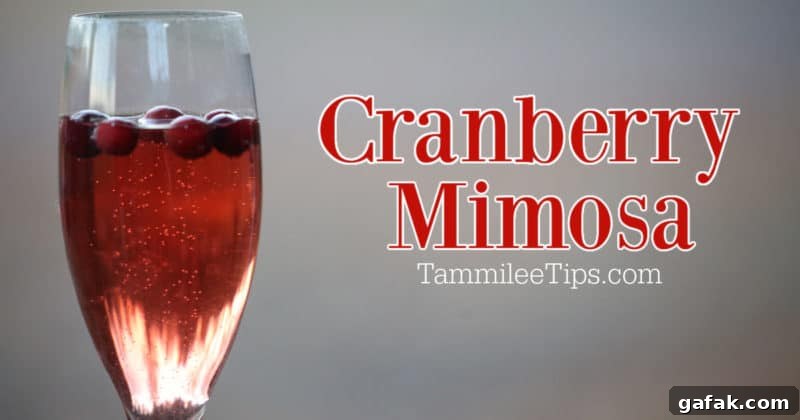 Cranberry Mimosa in a champagne flute