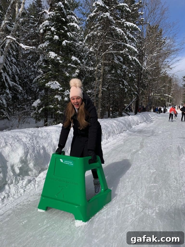 My Dietitian Journey: Finding Lasting Health and Balance 3 Woman in her twenties skating and smiling using an assisted device