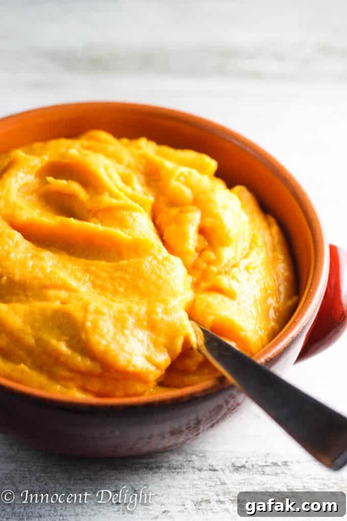 Maple Mashed Sweet Potato with Candied Pecans, Craisins and Chives