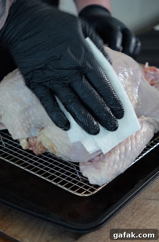How to Smoke a Turkey: Step-by-Step Guide for Juicy Results 5 dabbing a turkey dry with a paper towel