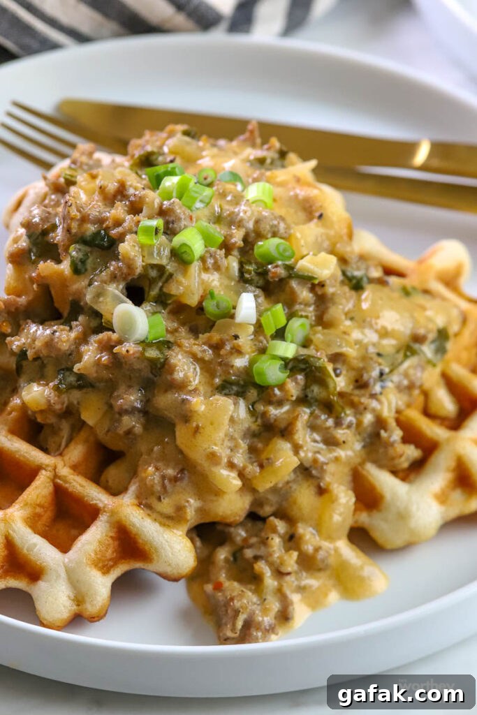 Sausage Gravy over Waffles