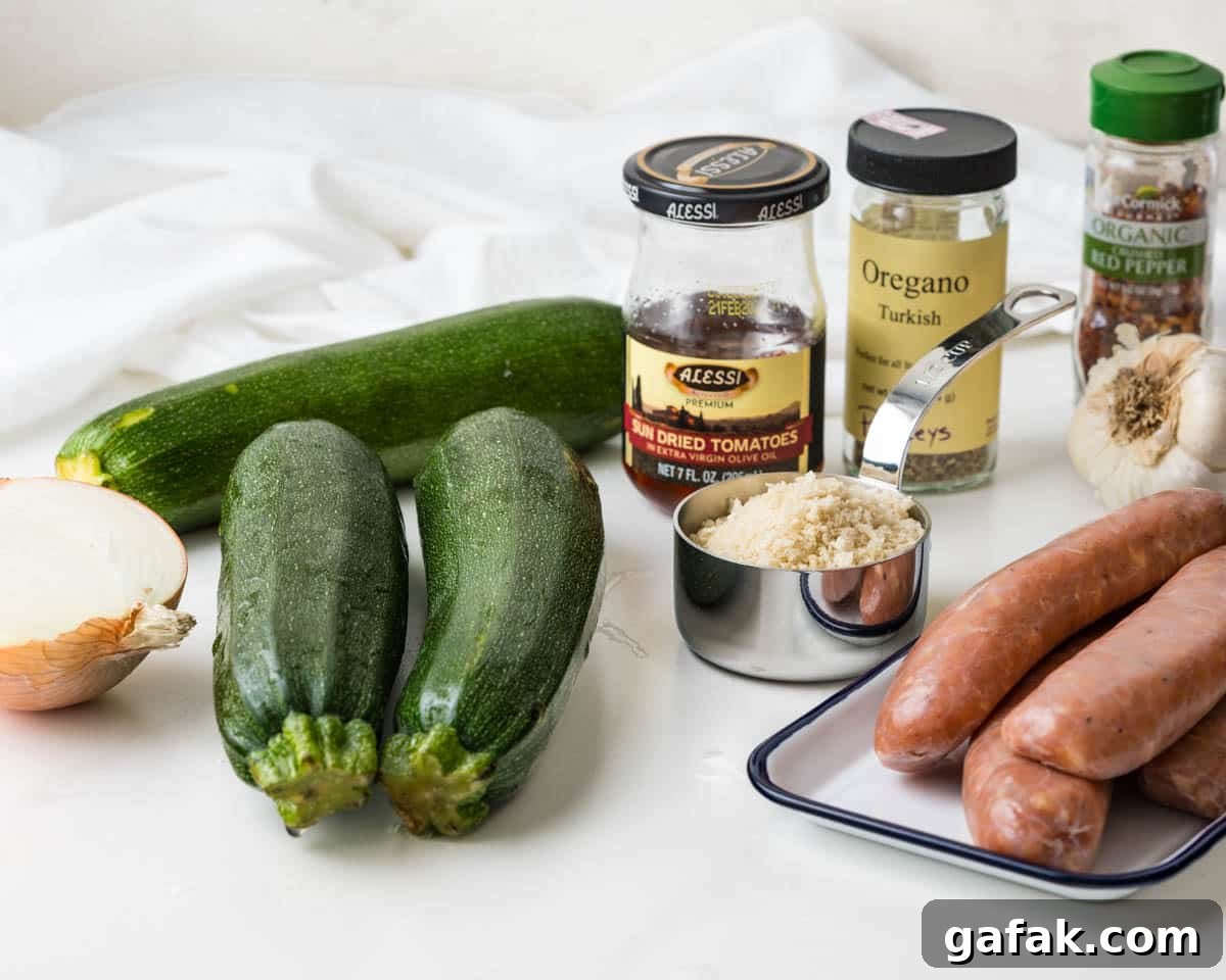 ingredients for zucchini boats recipe.