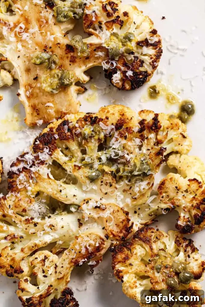 Lemon Caper Roasted Cauliflower Steaks
