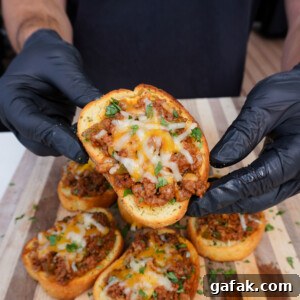 Texas Toast Sloppy Joe slice presented.