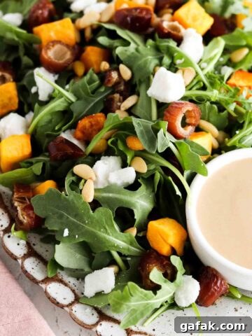 Arugula salad with squash and feta