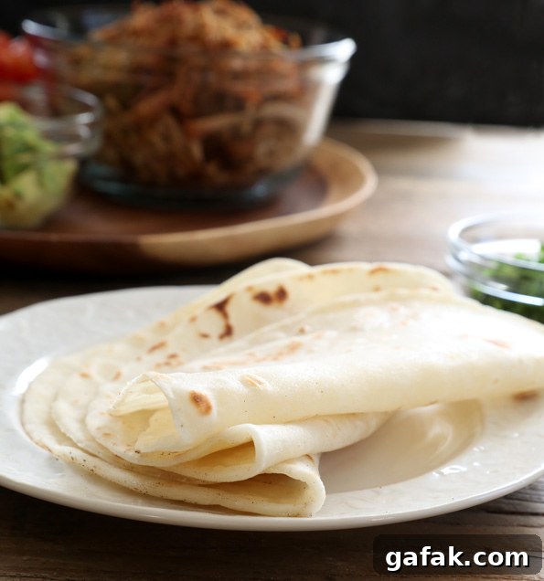 Tortillas on a white plate 