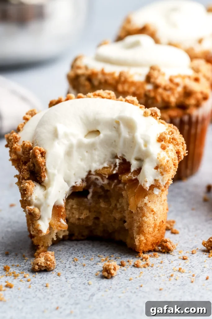 apple pie cupcakes with a bite taken out