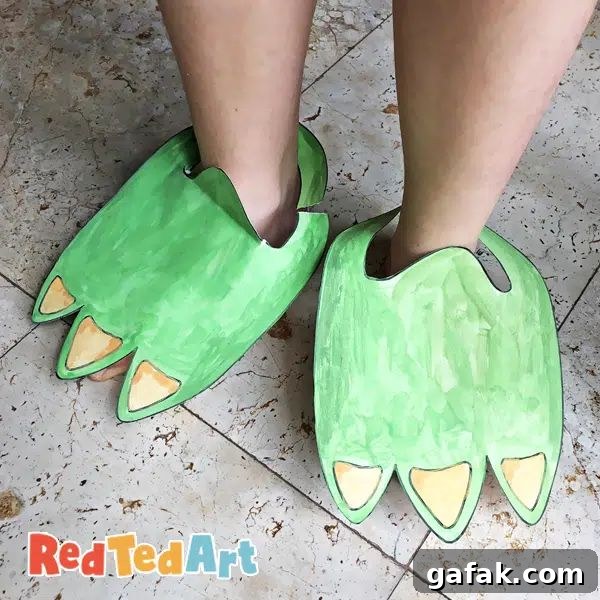 cardboard dinosaur feet