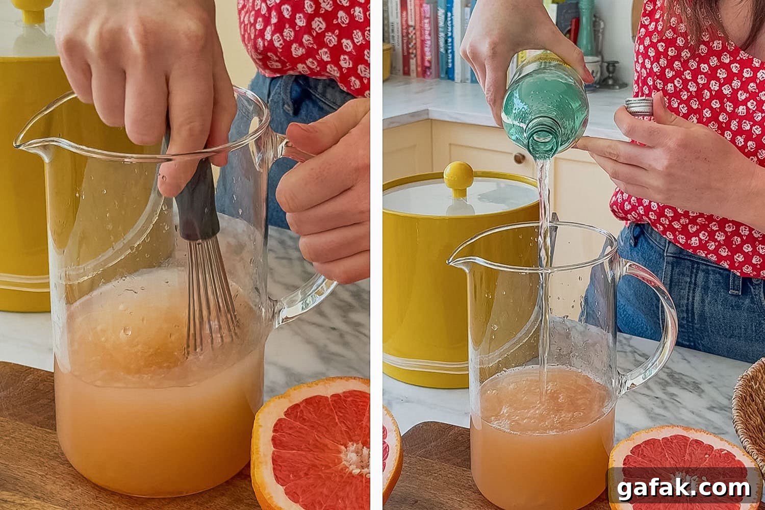 Make-Ahead Paloma Pitcher Cocktail Recipe 6 top the paloma mixture with topo chico