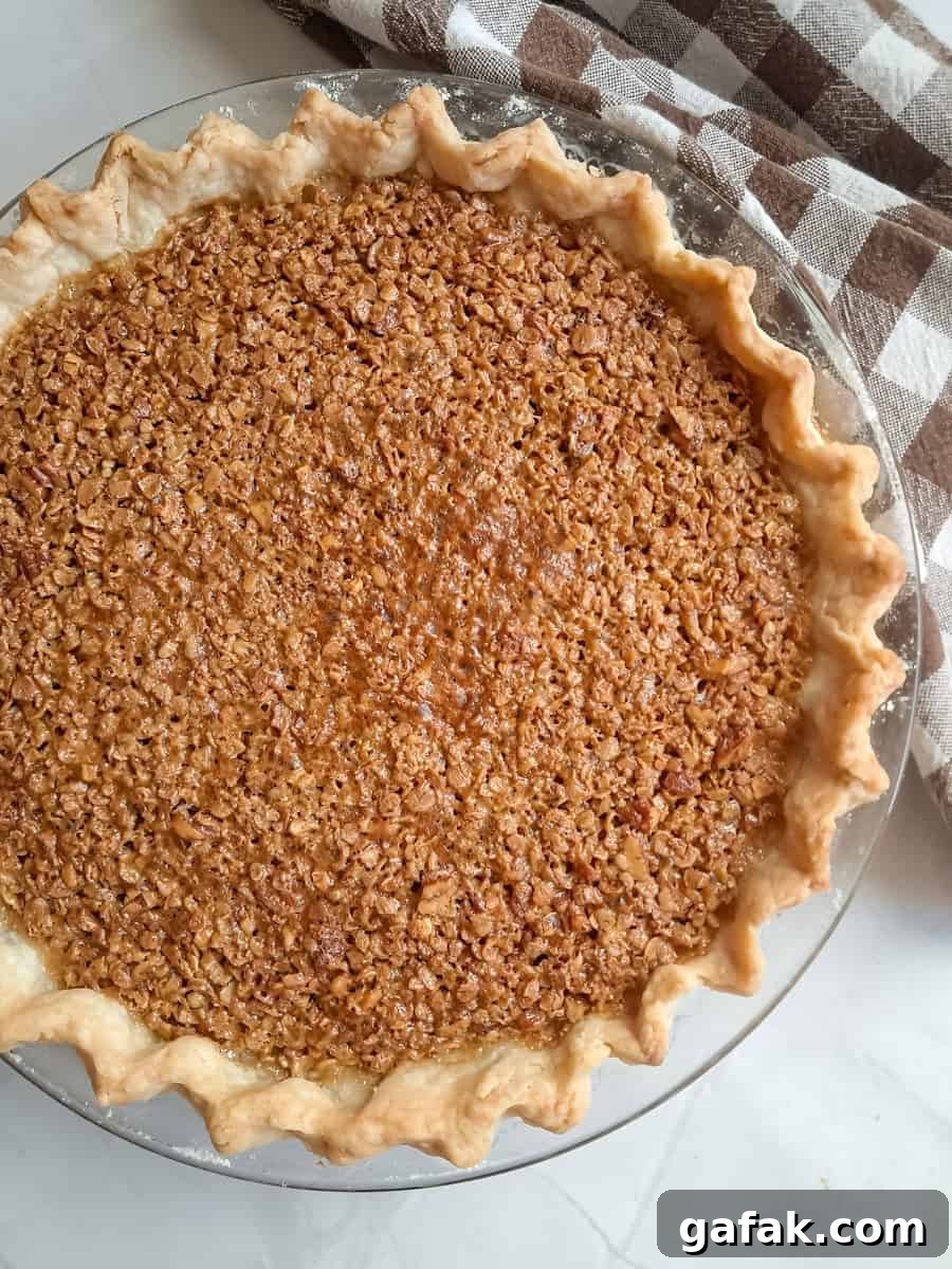 Amish Oatmeal Pie Recipe (Pecan-Style Mock Pie) 6 a whole 9" Amish oatmeal pie.
