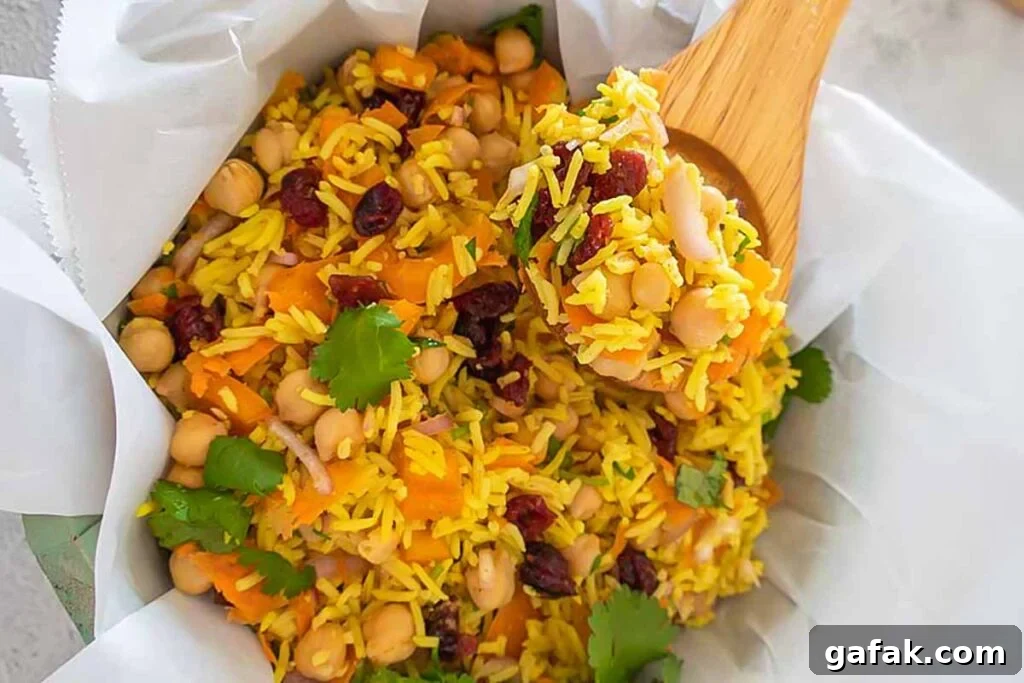 moroccan chickpea rice salad in a bowl