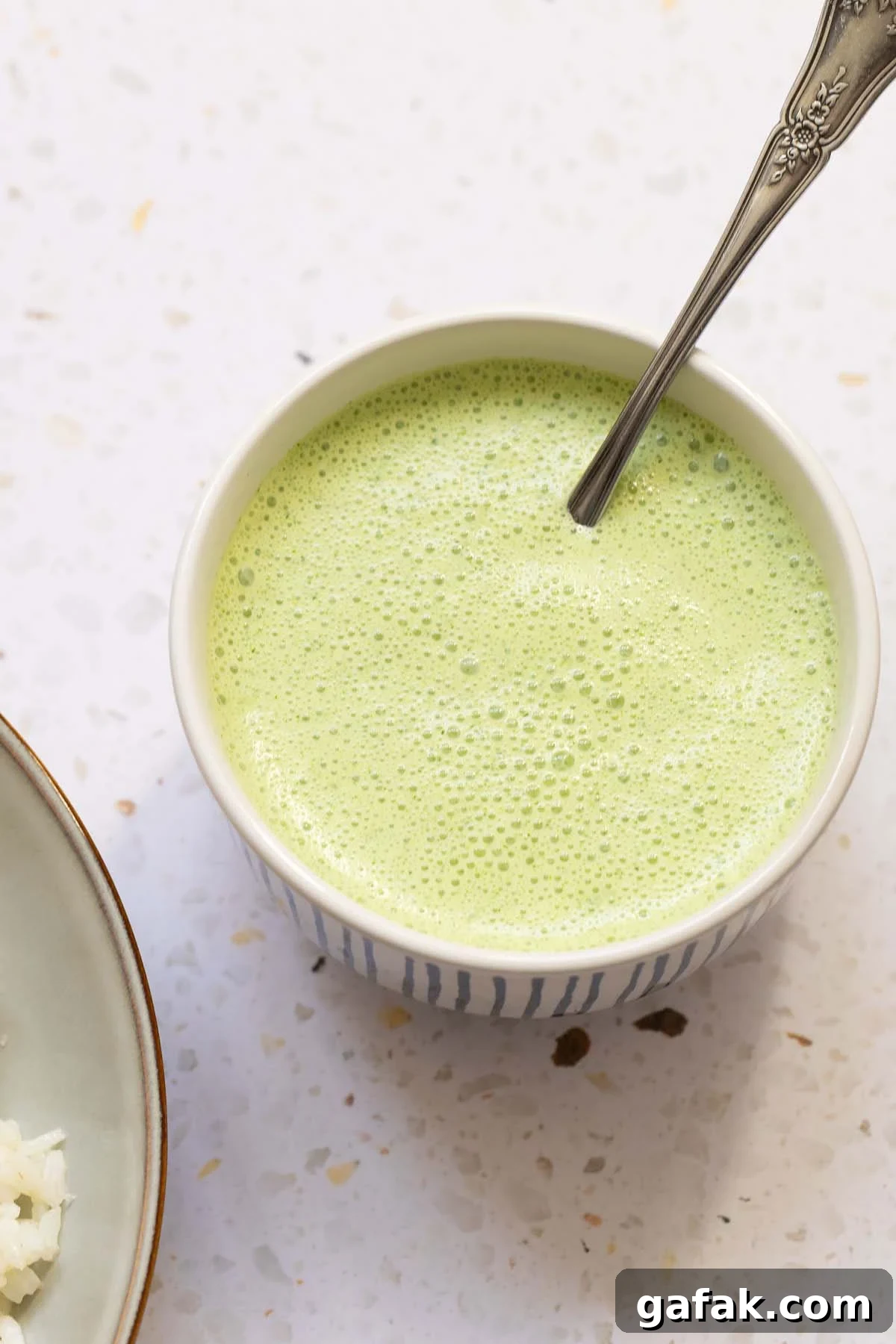 Yogurt mint sauce in a bowl