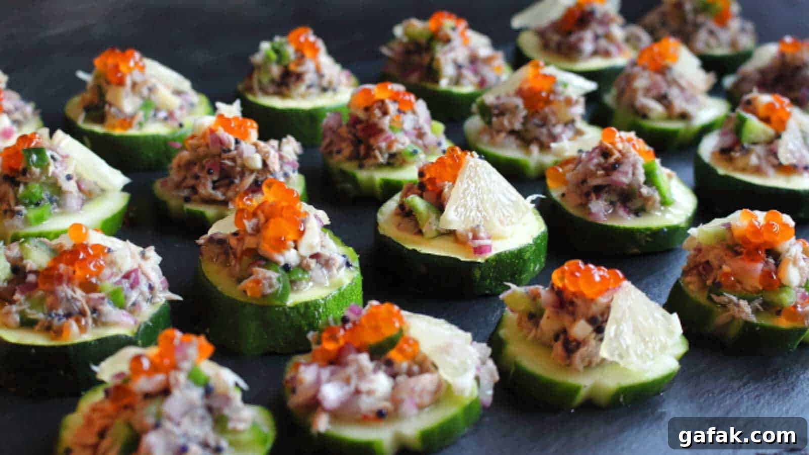 21 Packed Lunch Ideas to Make Midday Meals Exciting Again 15 Tuna Salad as appetizer on a pieces of baked zucchini.