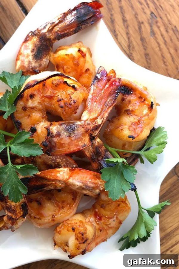 plate with glazed Korean barbecue shrimp