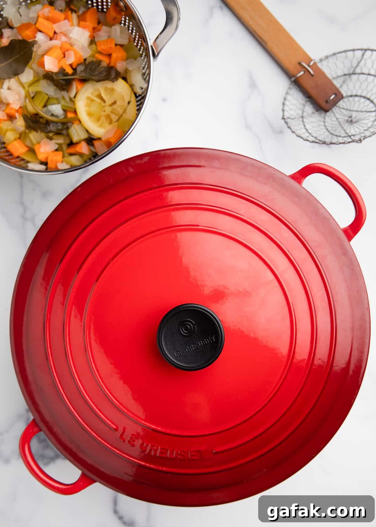 How to Poach Shrimp Perfectly Every Time 9 covered Dutch oven off direct heat