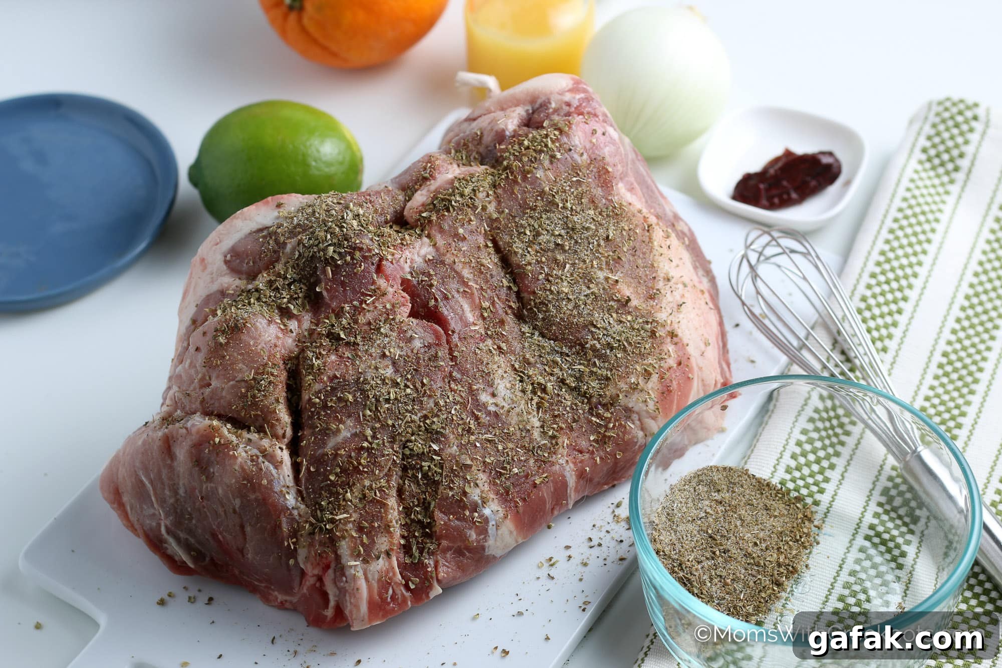 Pork roast with spice rub.