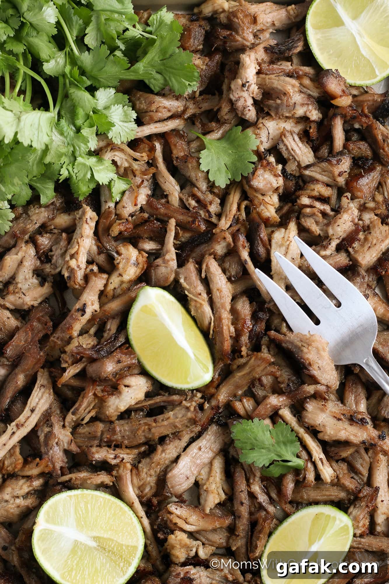 Crispy crockpot carnitas with lime and cilantro