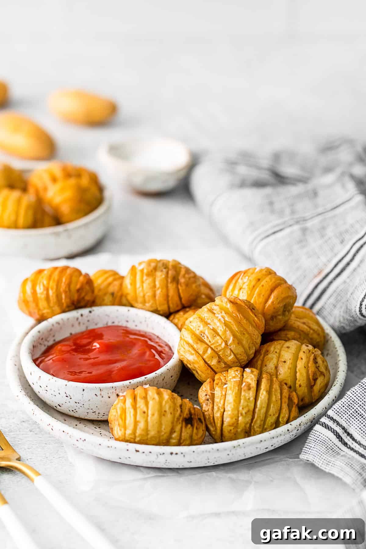 Air fryer potatoes on a plate. 