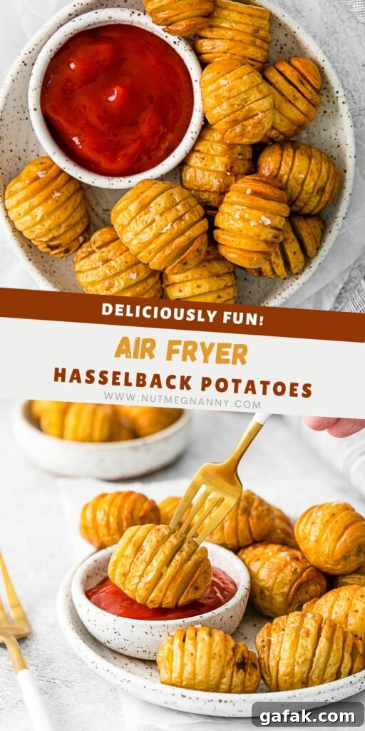 Air Fryer Hasselback Potatoes pin for Pinterest. 