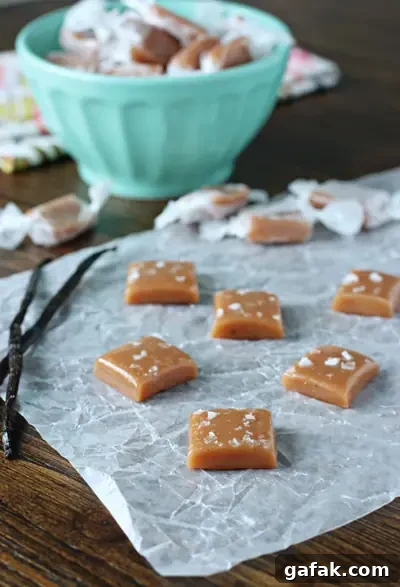 Vanilla Bean Sea Salt Caramels with Bourbon | Cookie Monster Cooking