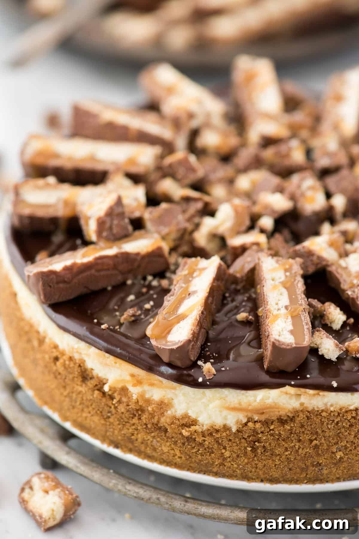 Twix cheesecake close up