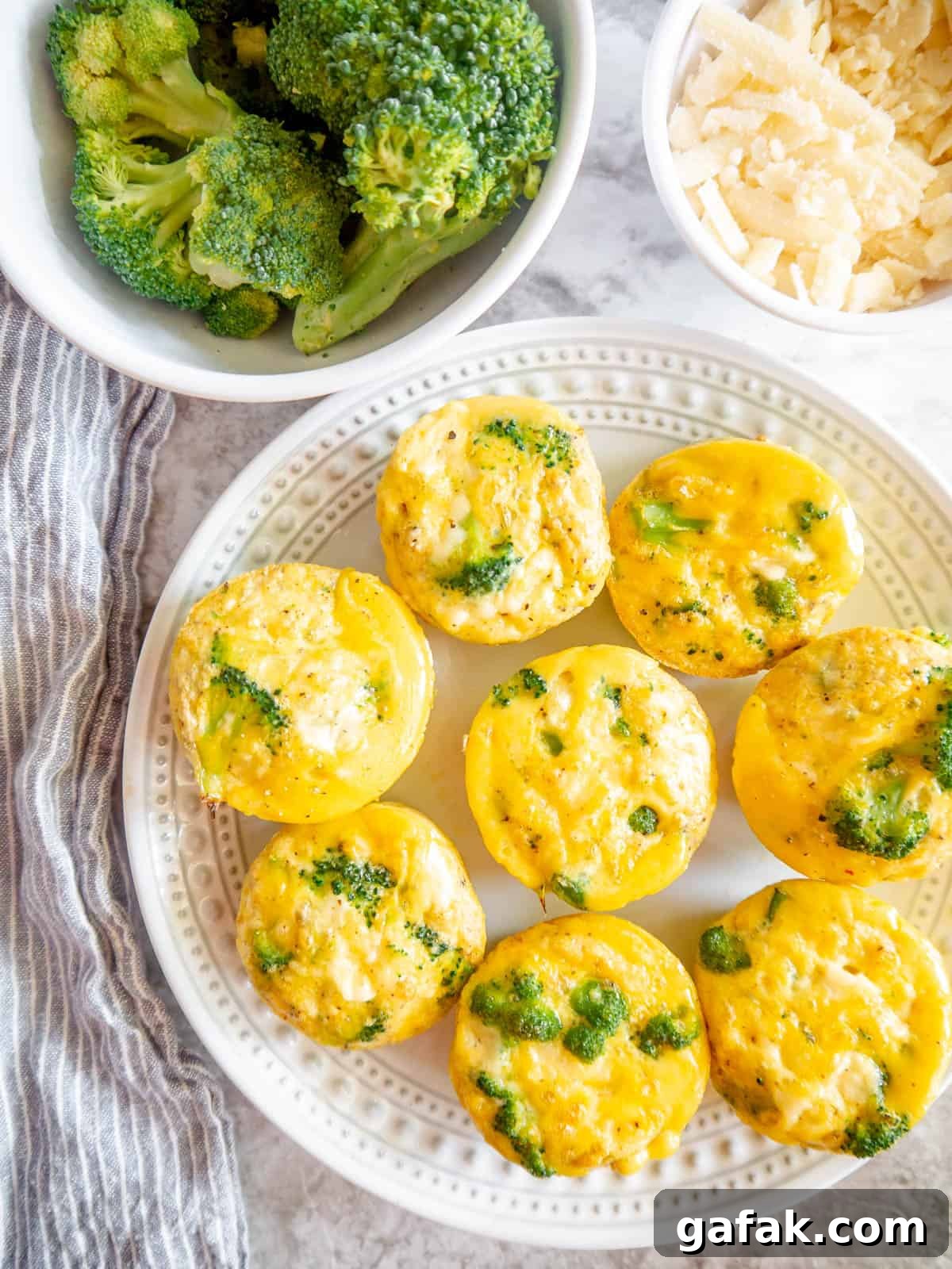Broccoli cheddar egg bites on a plate.